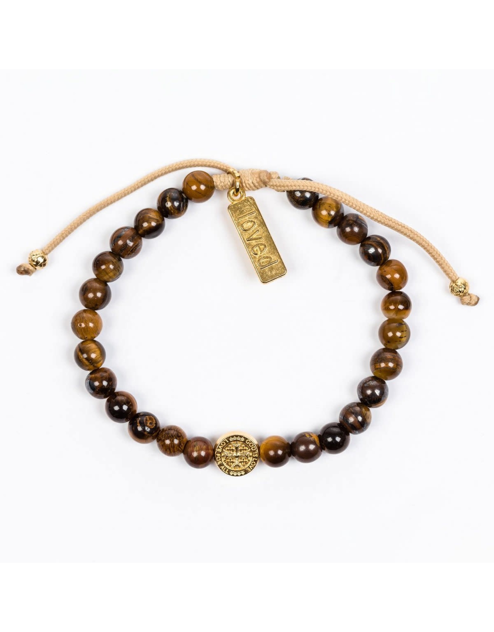 My Saint My Hero Bracelet - A Father's Love, Blessing for my Child - Gold/Tan/Tiger's Eye