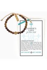 My Saint My Hero Bracelet - A Father's Love, Blessing for my Child - Gold/Tan/Tiger's Eye