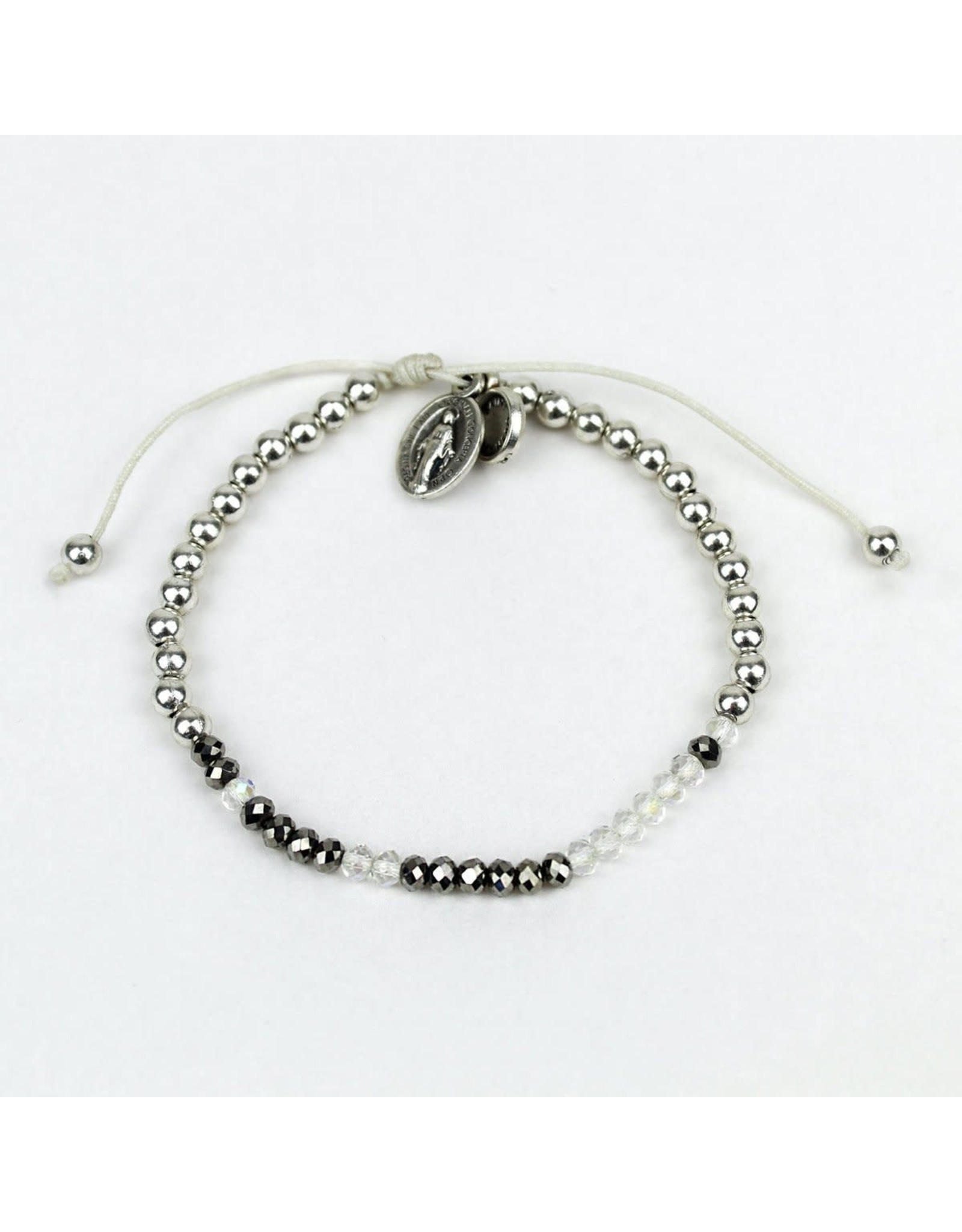 My Saint My Hero Bracelet - Godmother, Morse Code - Silver