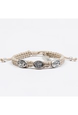 My Saint My Hero Kid's Bracelet - St. Michael Protection - Silver/Tan