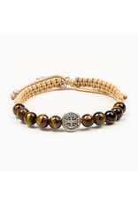 My Saint My Hero Bracelet - Wake Up & Pray - Cream/Tiger's Eye/Silver