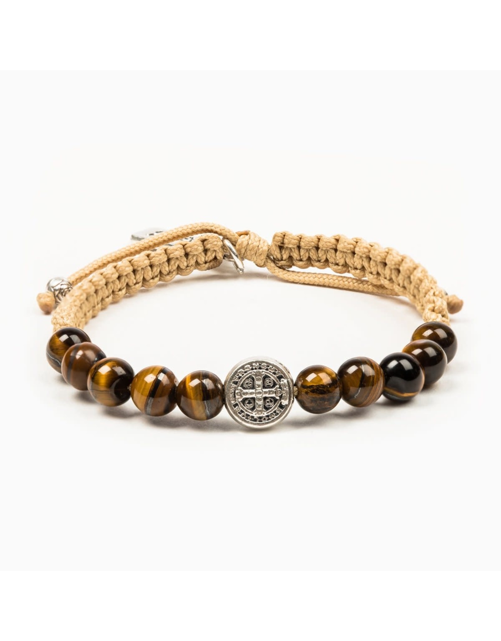 My Saint My Hero Bracelet - Wake Up & Pray - Cream/Tiger's Eye/Silver