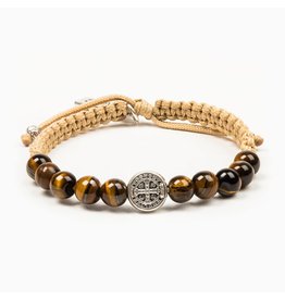 My Saint My Hero Bracelet - Wake Up & Pray - Cream/Tiger's Eye/Silver