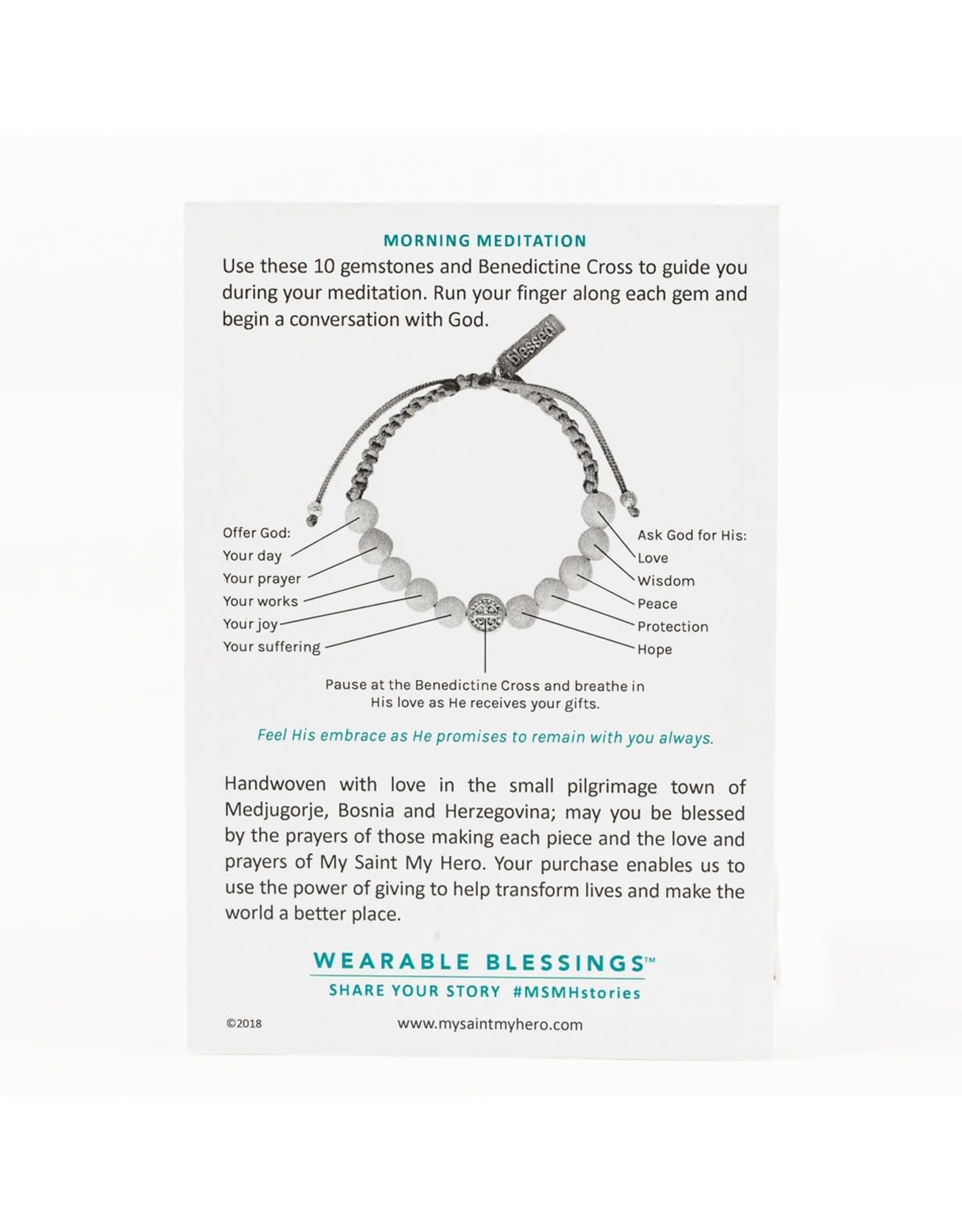 My Saint My Hero Bracelet - Wake Up & Pray - Silver/Eggplant/Rose Quartz