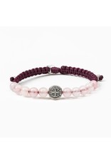 My Saint My Hero Bracelet - Wake Up & Pray - Silver/Eggplant/Rose Quartz