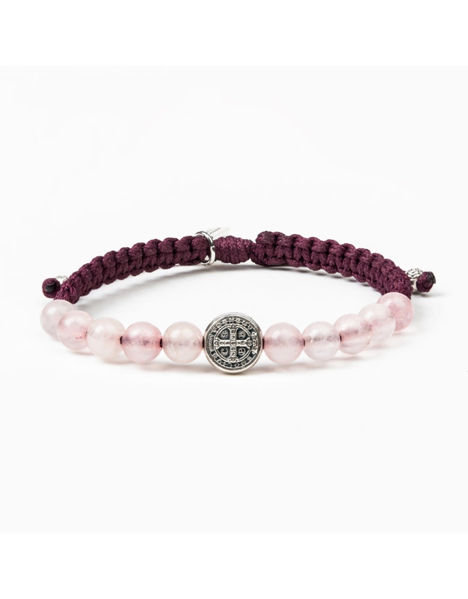 My Saint My Hero Bracelet - Wake Up & Pray - Silver/Eggplant/Rose Quartz