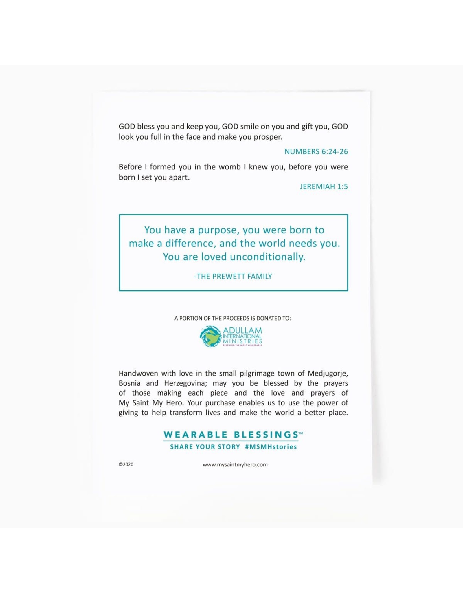 My Saint My Hero Bracelet - Wonderfully Made, Kid's Purpose - Silver/Rainbow