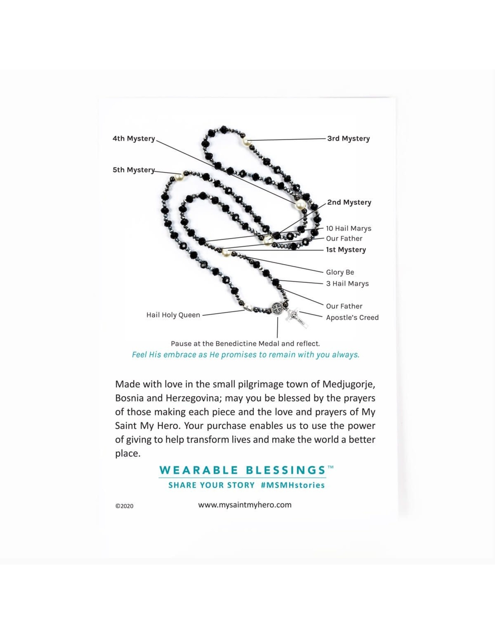 My Saint My Hero Miracles Rosary Wrap Bracelet - White/Pearl