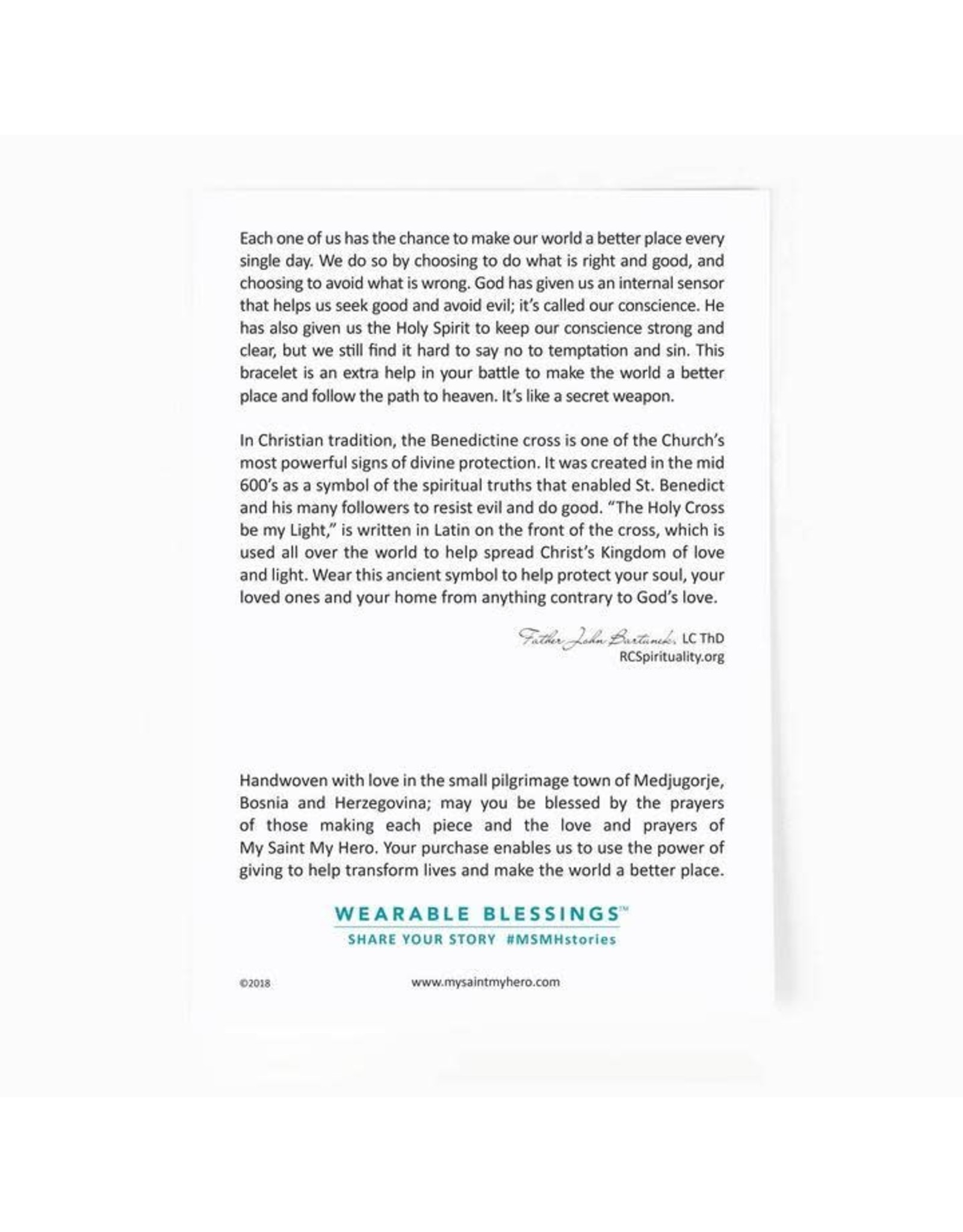 My Saint My Hero Necklace - Benedictine Blessing, Gold Rim (24" Chain)