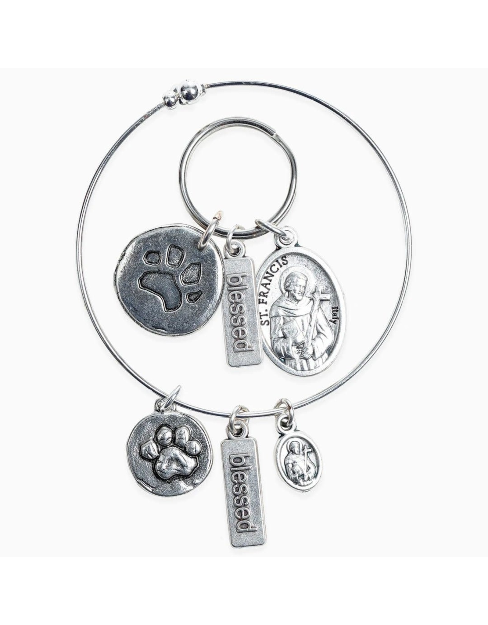 My Saint My Hero Pet Blessing (Bracelet & Dog/Cat Tag) Set - Silver