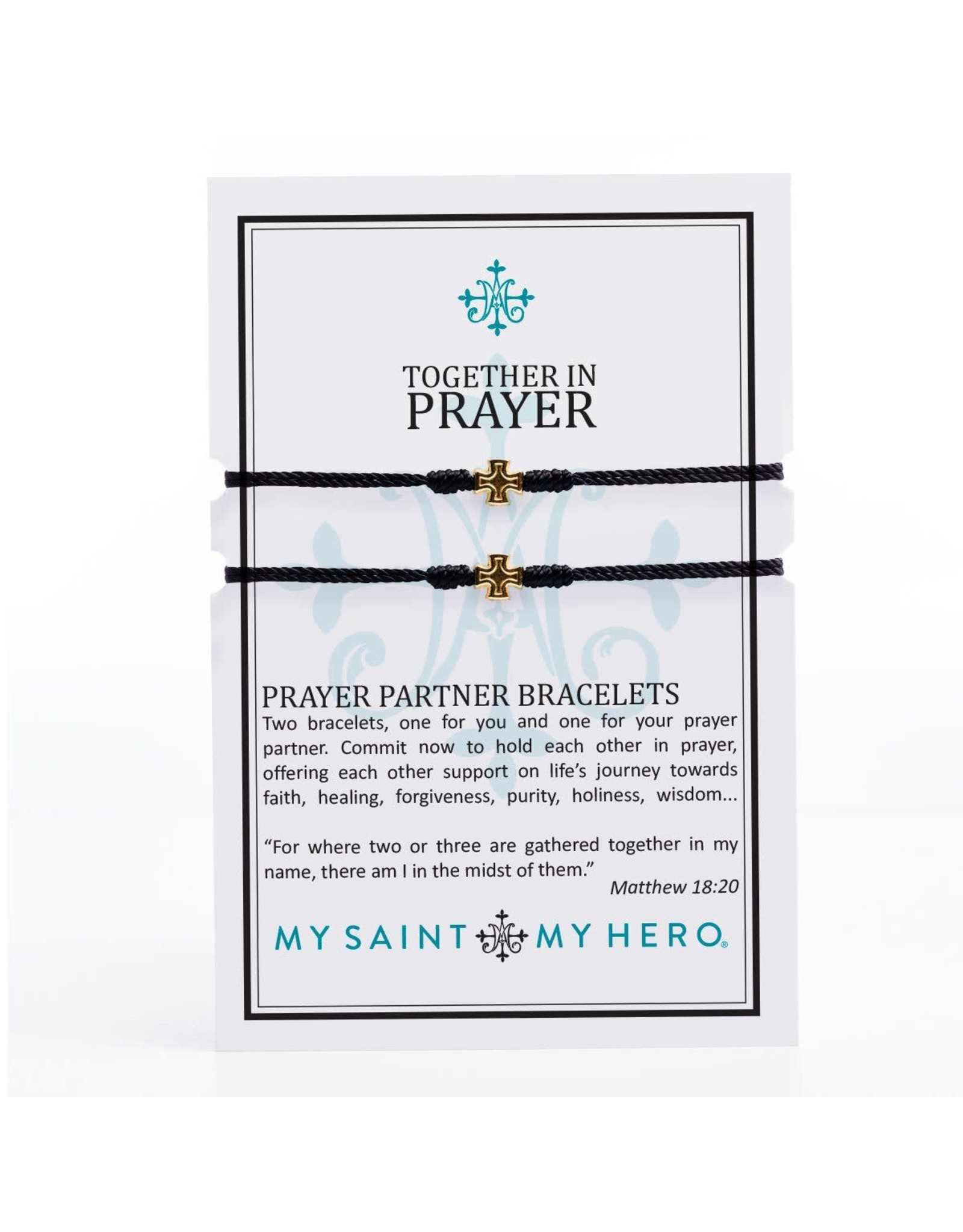 Set of 2 Bracelets - Together in Prayer - Gold/Black