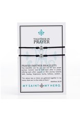 My Saint My Hero Set of 2 Bracelets - Together in Prayer - Silver/Black