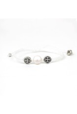 My Saint My Hero First Communion Bracelet - White/White Pearl/Silver