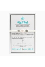 My Saint My Hero First Communion Bracelet - White/White Pearl/Silver