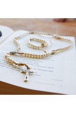 My Saint My Hero First Communion Bracelet/Rosary Set (Girl) White/Gold