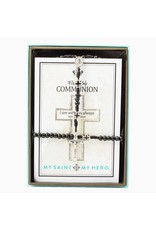 My Saint My Hero First Communion Bracelet/Rosary Set (Boy) Black/Silver