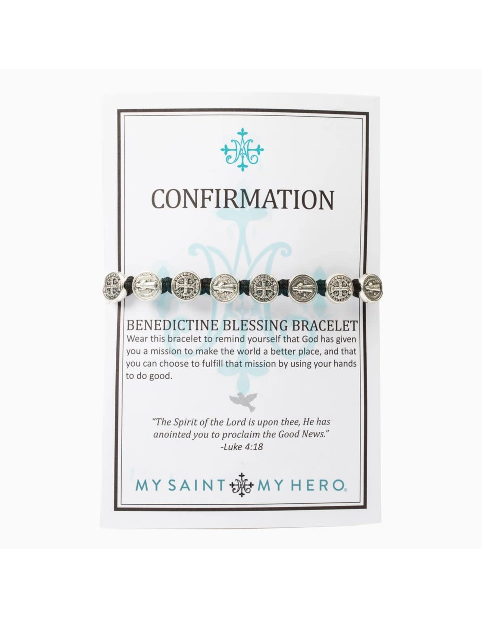 My Saint My Hero Confirmation Bracelet - Benedictine Blessing Black/Silver