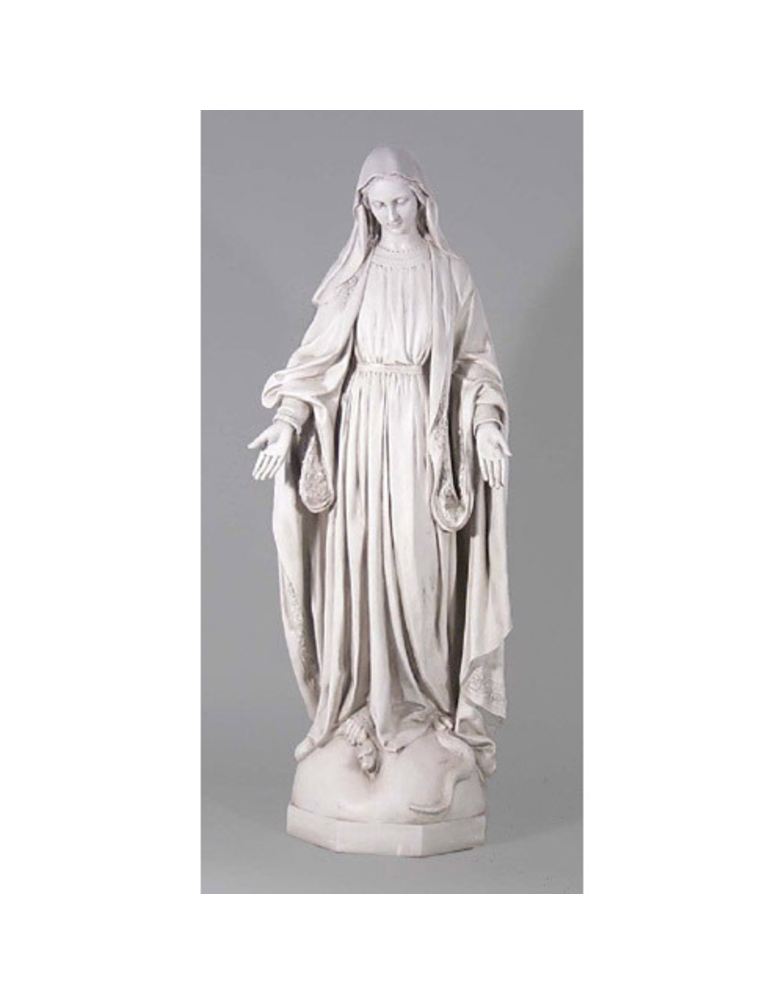 Orlandi Our Lady of Grace Outdoor Statue - Fiberglass, Antique Stone (56")