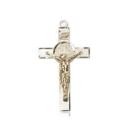 Bliss St. Benedict Crucifix Medal - Two-Tone, Gold Filled/Sterling Silver