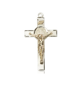 Bliss St. Benedict Crucifix Medal, Two-Tone Sterling Silver