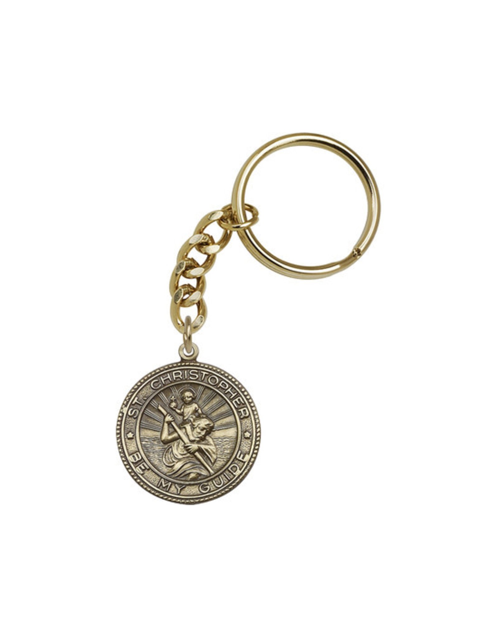 Gold Finish St. Christopher Keychain