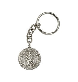 St. Christopher Keychain, Silver Finish