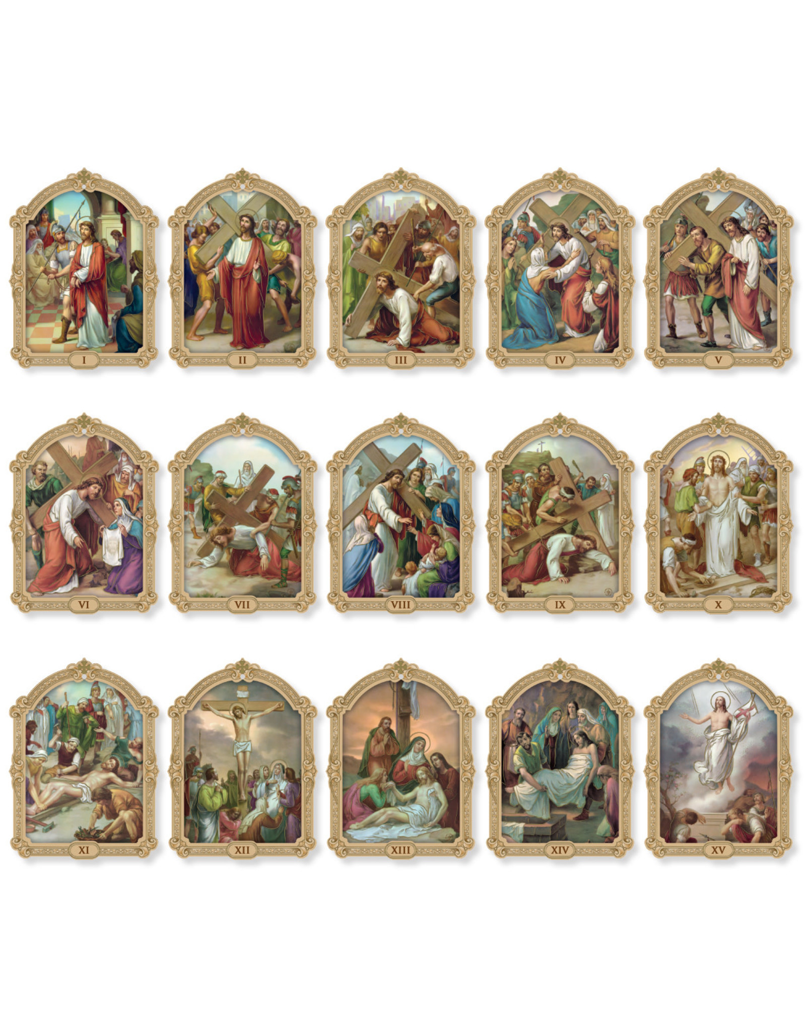 Hirten Stations of the Cross 16-Piece Plaque Set (3")