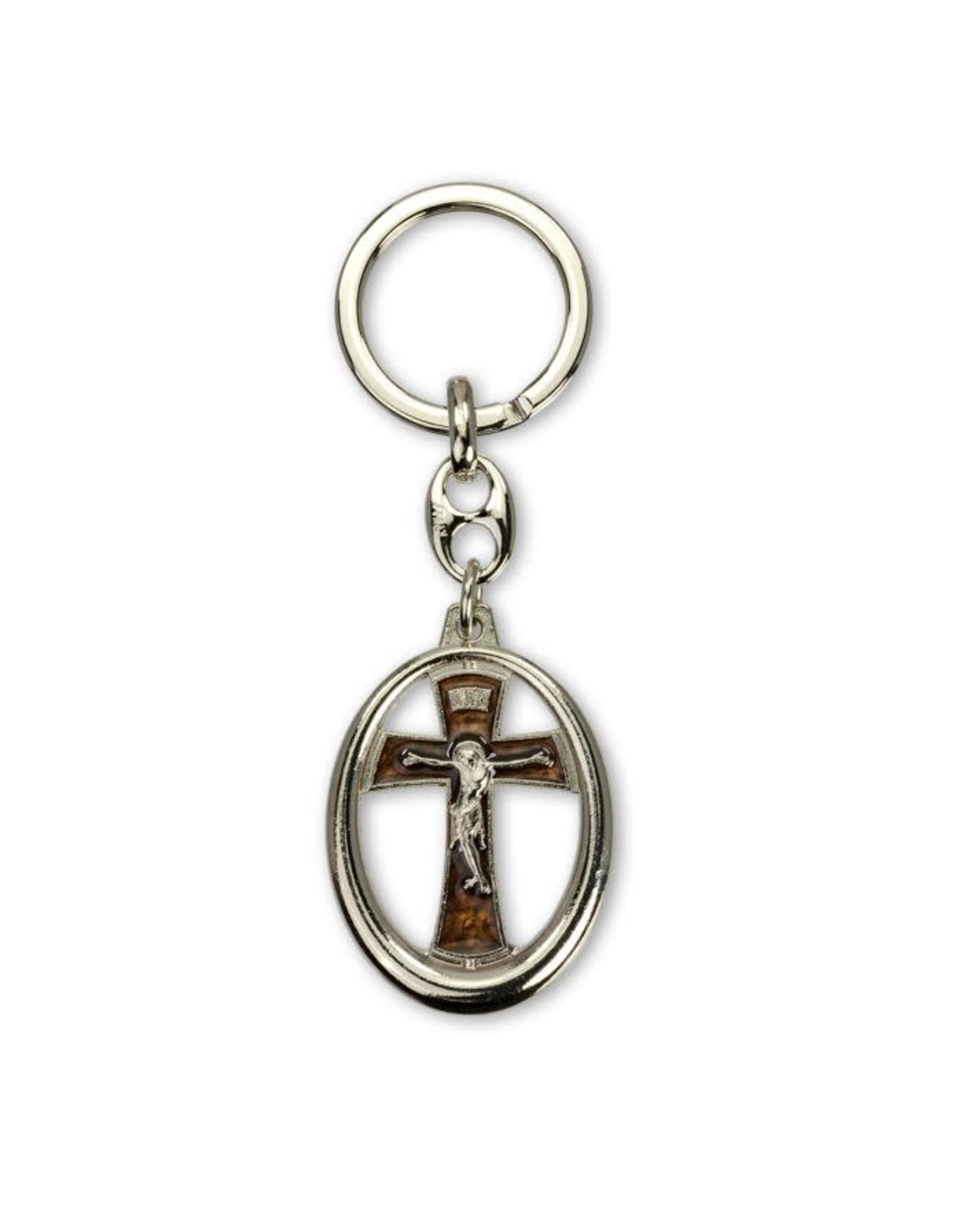 Hirten Keychain Brown Crucifix