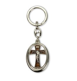 Hirten Keychain Brown Crucifix