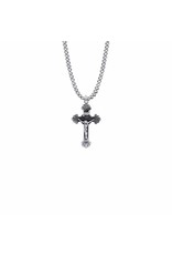 Singer Pewter Scroll Ends Crucifix Necklace on 18" Chain