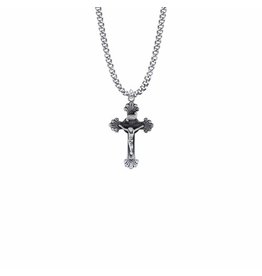 Singer Pewter Scroll Ends Crucifix Necklace on 18" Chain