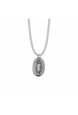 Singer Pewter Large Oval Miraculous Medal on 24" Chain