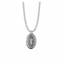 Singer Pewter Large Oval Miraculous Medal on 24" Chain