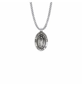 Pewter Oval Our Lady of Guadalupe Medal on 18" Chain
