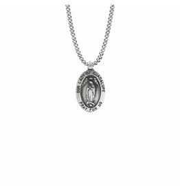 Singer Pewter Oval Our Lady of Guadalupe Medal on 18" Chain