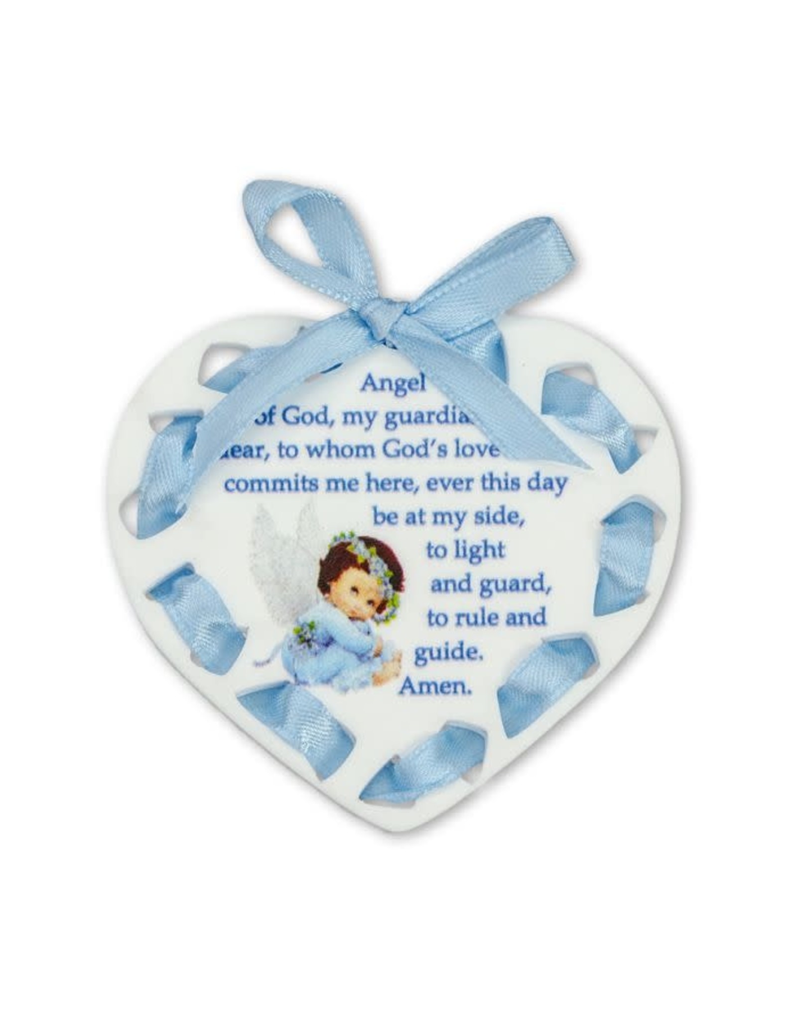 Hirten Ornament - Guardian Angel, Blue Ribbon Heart