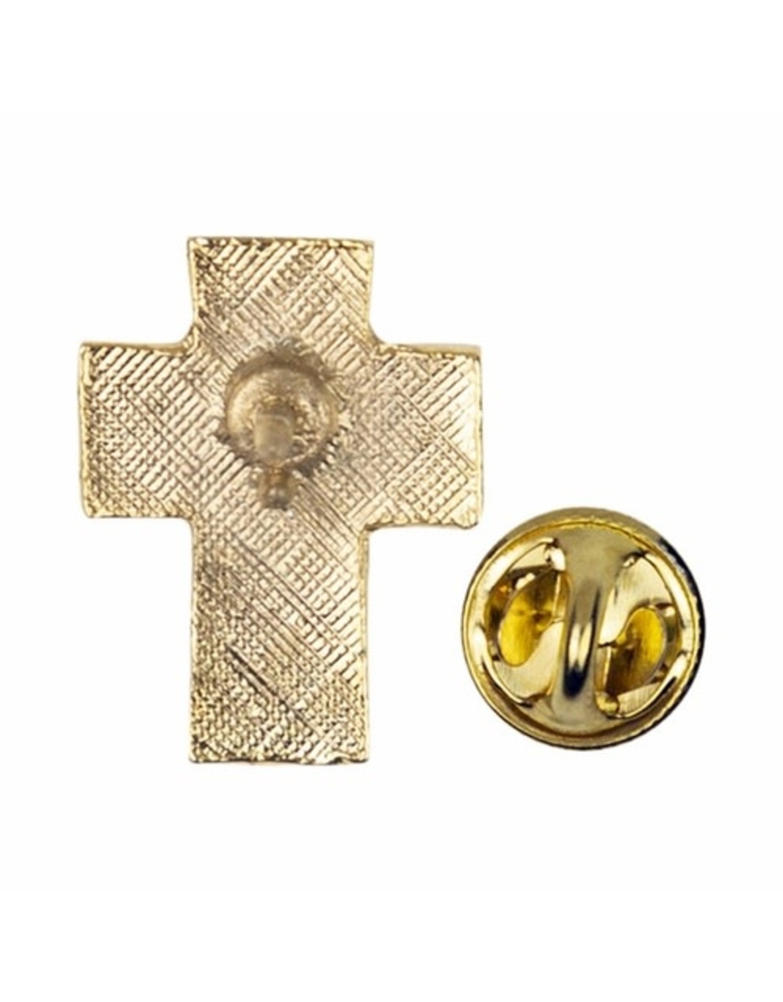 Singer Lapel Pin - Cross with Mustard Seed, Gold Enameled