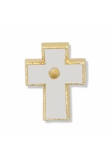 Singer Lapel Pin - Cross with Mustard Seed, Gold Enameled