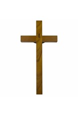 Singer Walnut & Brass Wall Crucifix with Antiqued Pewter Corpus (8")