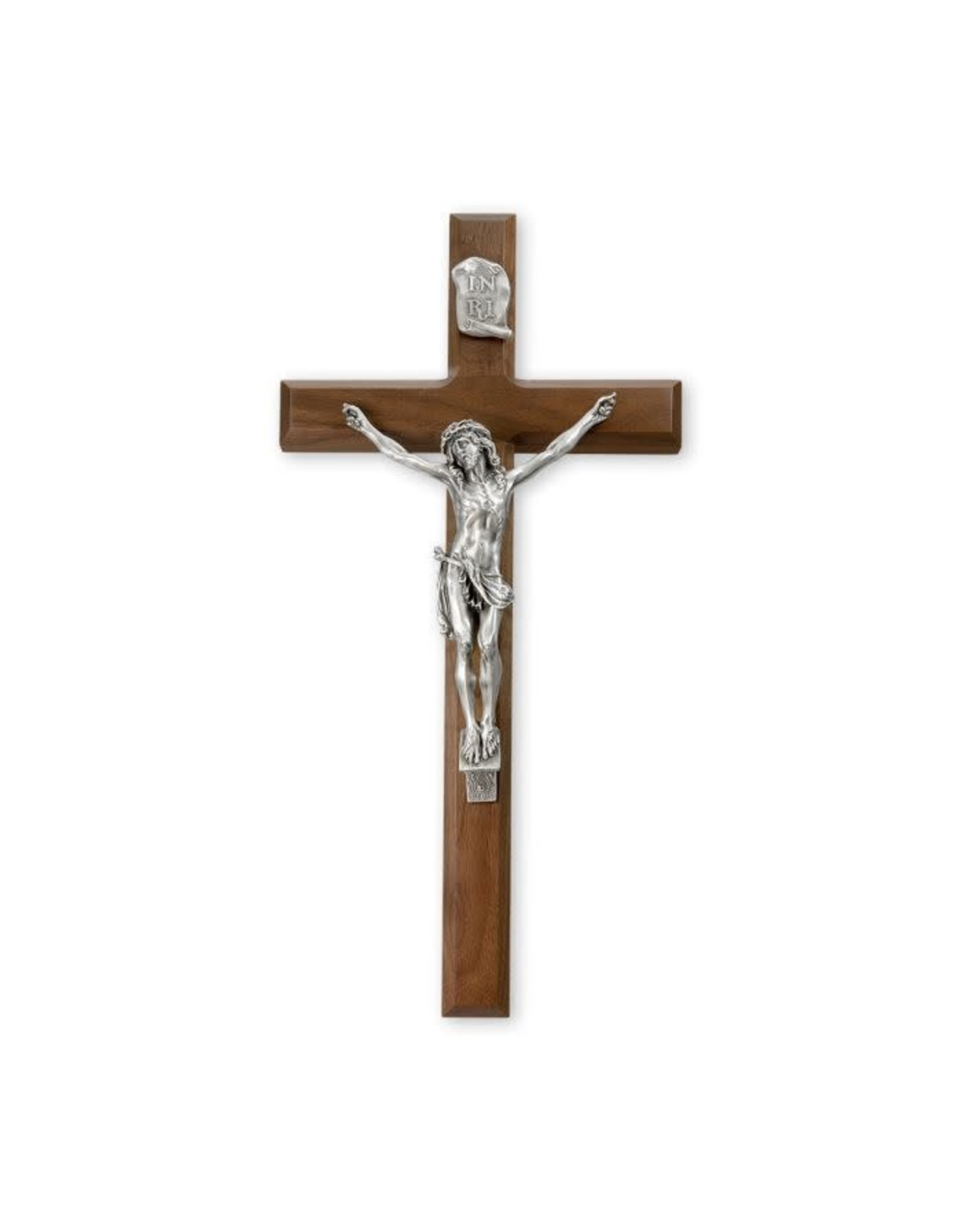 15" Walnut Cross with Antique Plated Corpus