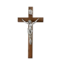 Hirten Crucifix - Walnut Cross with Antique Plated Corpus (15")