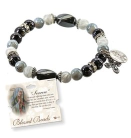 Hirten Rosary Bracelet "Sorrow" Marbelized White & Black Beads