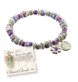 Hirten Bracelet - "Inner Strength" Marbelized Purple & White Beads