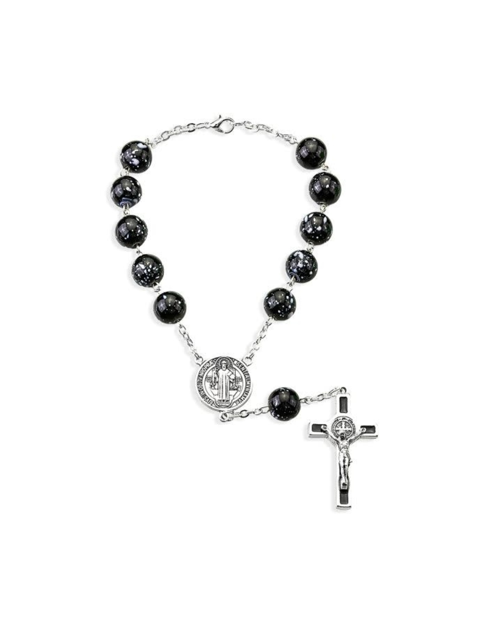 Hirten Auto Rosary - St. Benedict, Black