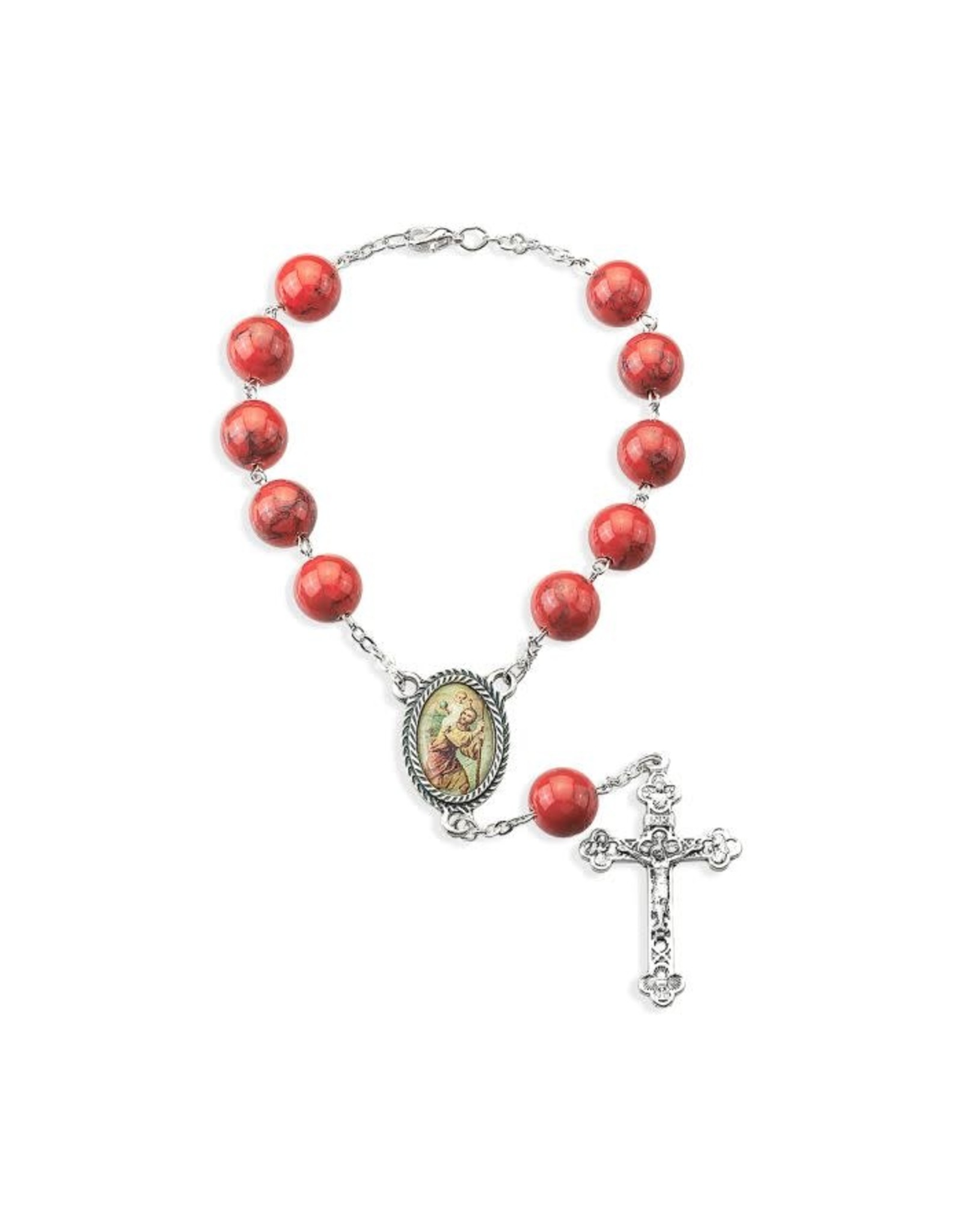 Hirten Auto Rosary - St. Christopher, Pink