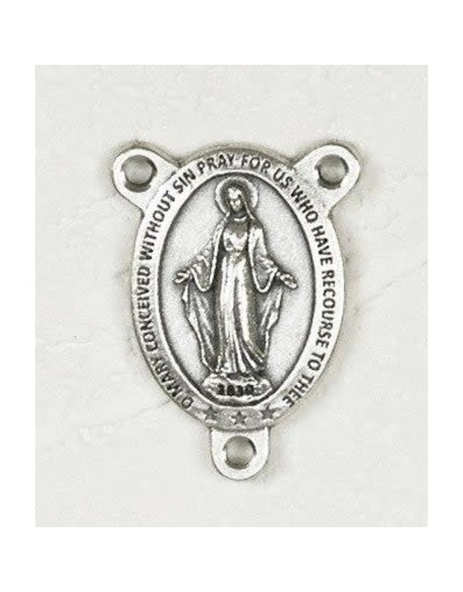 Lumen Mundi Rosary Centerpiece - Miraculous Oval, Silver
