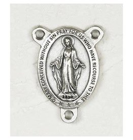 Lumen Mundi Rosary Centerpiece - Miraculous Oval, Silver