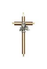 Singer First Communion Brass & Walnut Wall Cross 7"