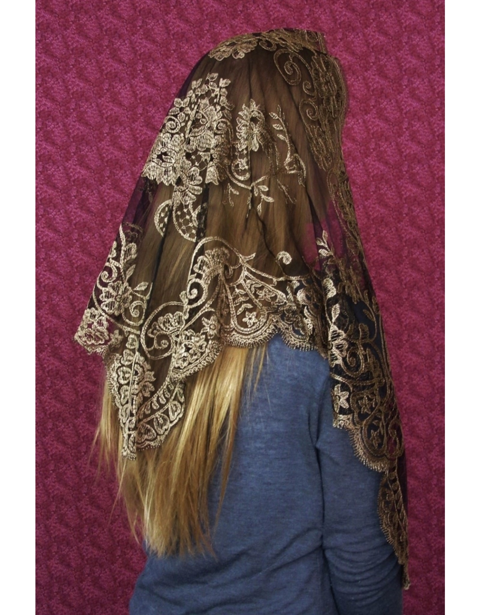 Veils by Lily Veil - Black & Gold Authentic Spanish Camellia Mantilla