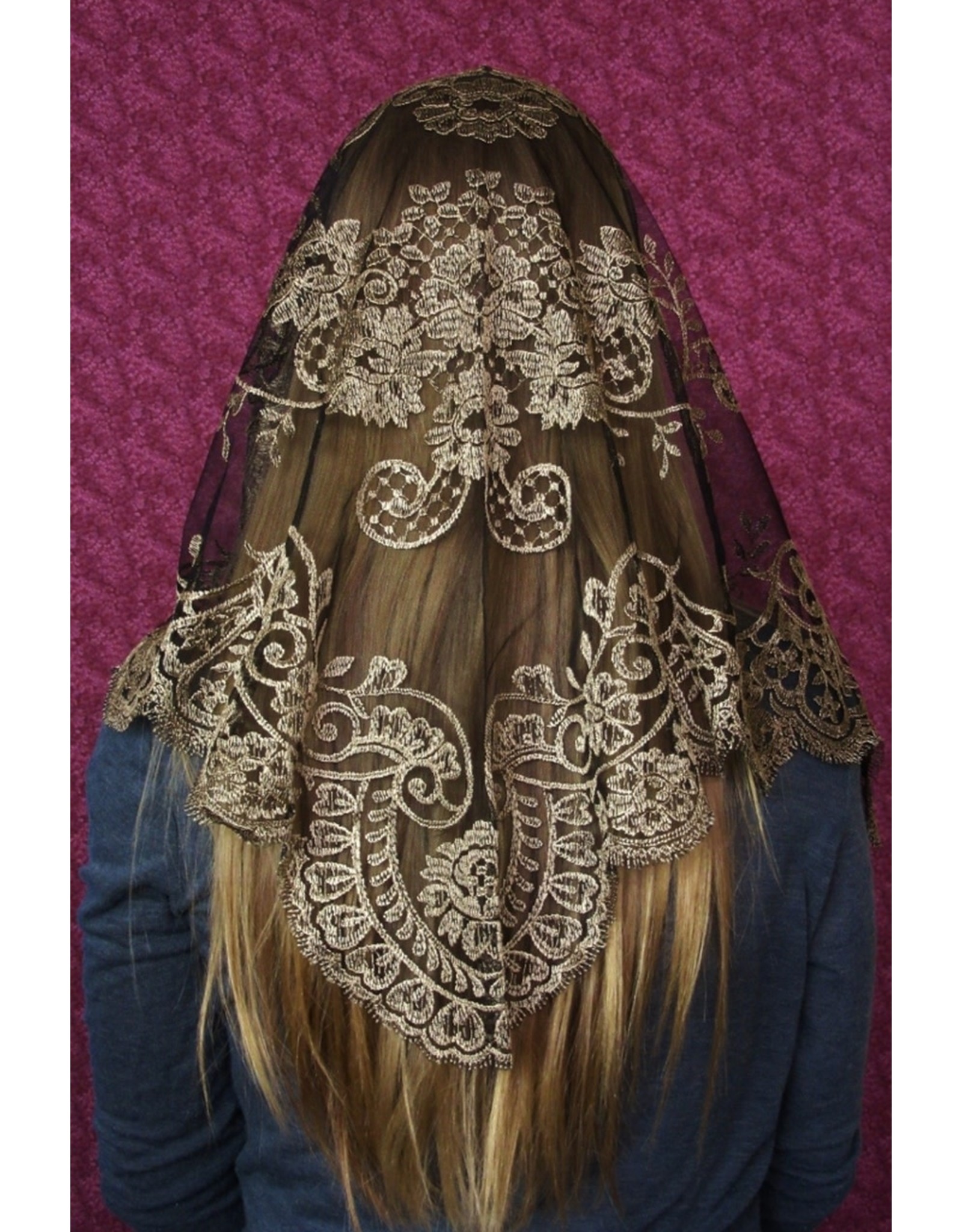 Veils by Lily Veil - Black & Gold Authentic Spanish Camellia Mantilla